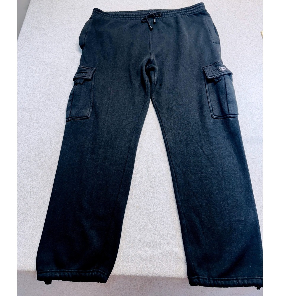 Vintage Dream USA Mens L Black Cargo Sweatpants Y2K Baggy Drawstring Streetwear